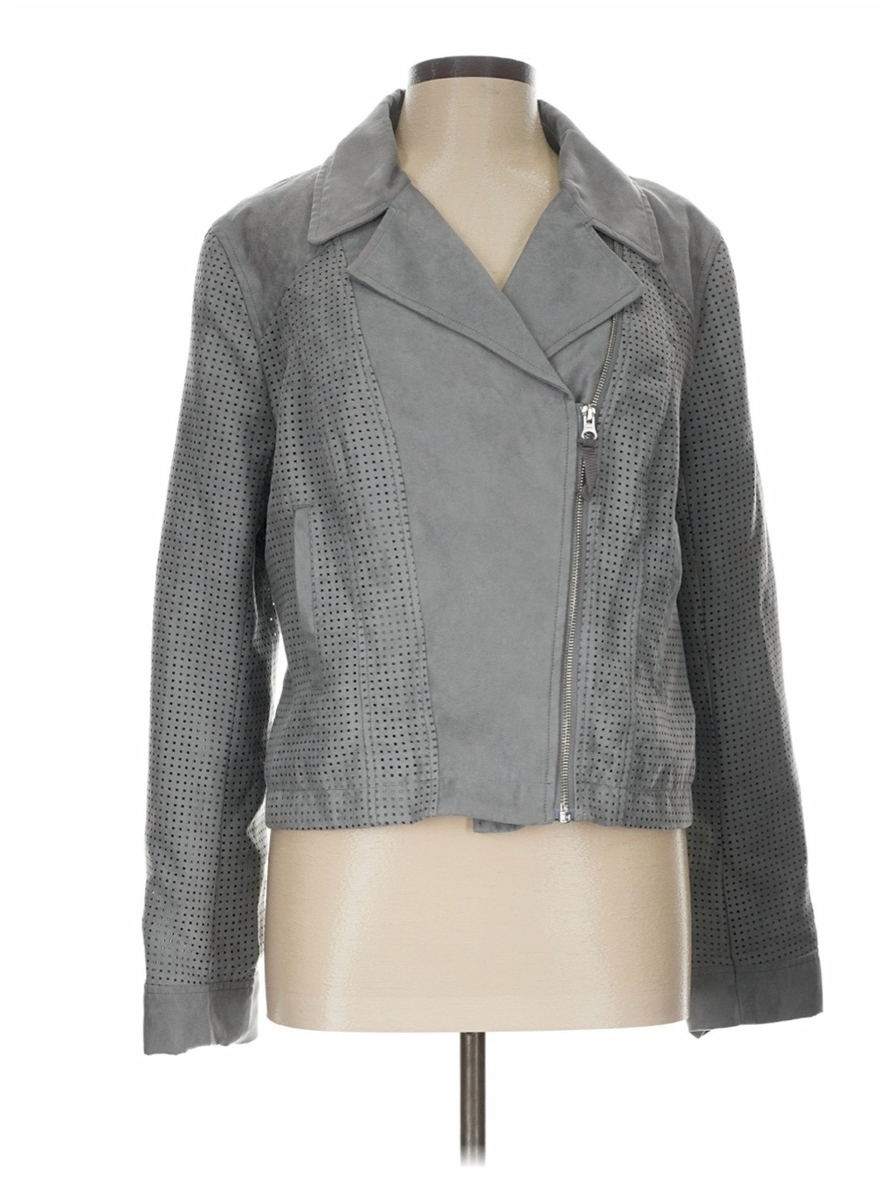 NWT - Anthropologie Hei Hei Gray Perforated Vegan Suede Moto Jacket - Women's